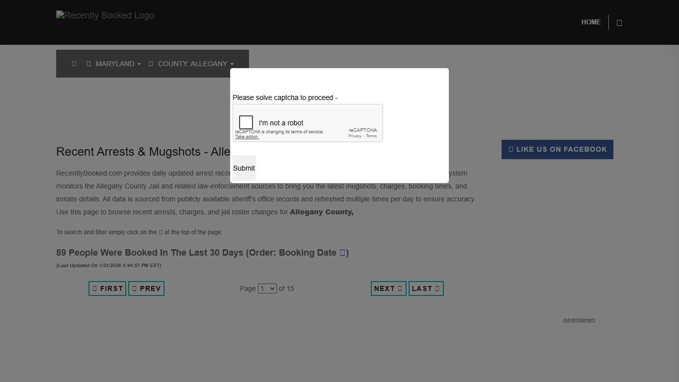 Allegany County, Maryland Mugshots | RecentlyBooked.com