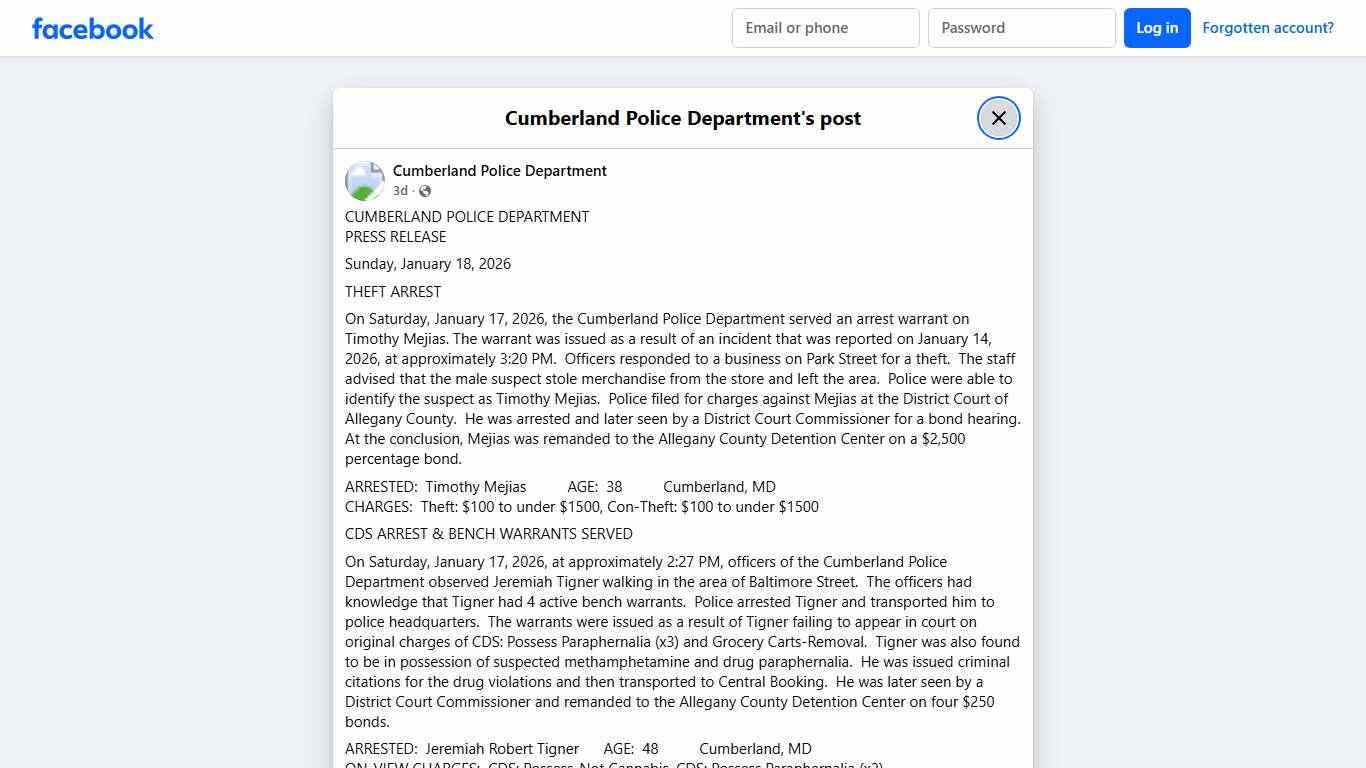 CUMBERLAND POLICE... - Cumberland Police Department | Facebook